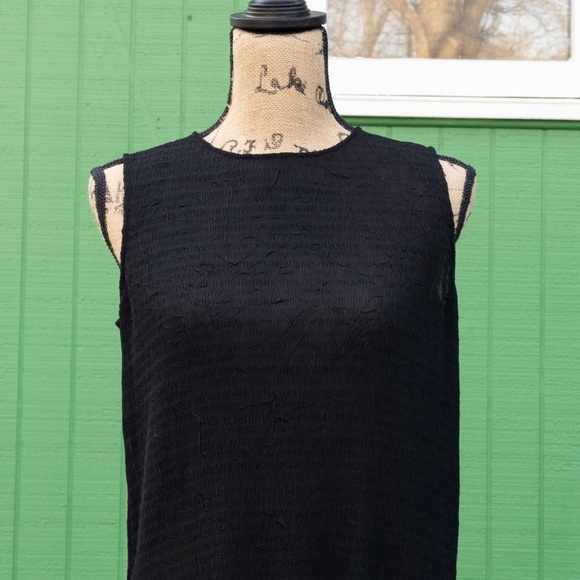 COPY - Eileen Fisher Black Sheer Crepe Midi Shift Dress - Picture 3 of 8